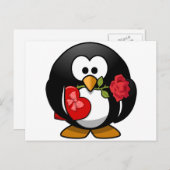 美しいバレンタインのペンギン シーズンポストカード (正面/裏面)