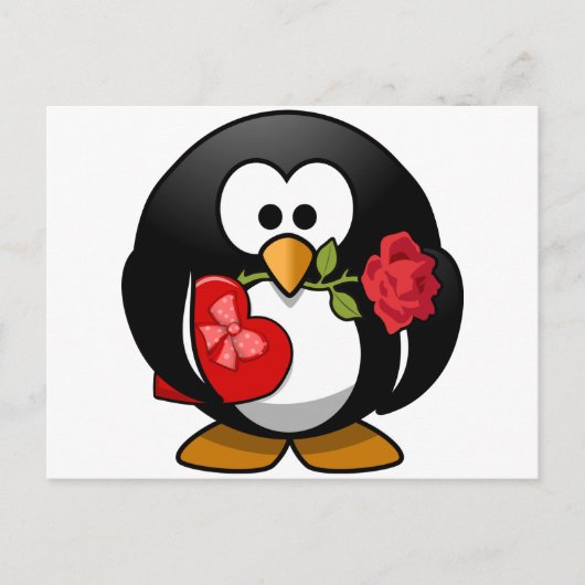 美しいバレンタインのペンギン シーズンポストカード (正面)