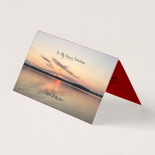 美しいバレンタインカードサンセットオーバー湖デザイン (正面)