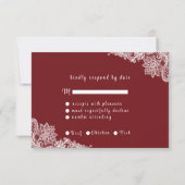 美しいバレンタインデーの花の葉のハート 出欠カード (裏面)