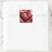 美しいバレンタインデー赤いハート3D水彩画 スクエアシール (バッグ)