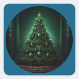 美しいバロックスタイルクリスマスツリー スクエアシール