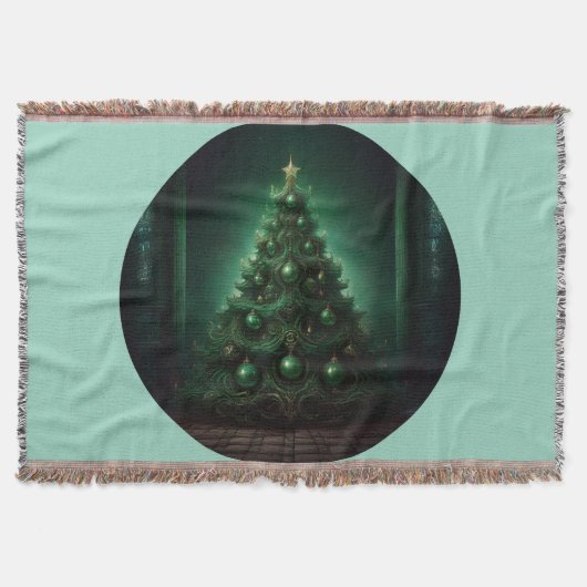 美しいバロックスタイルクリスマスツリー スローブランケット (正面)