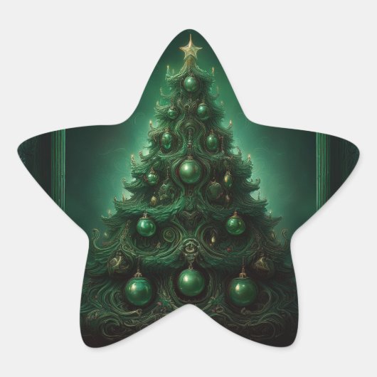 美しいバロックスタイルクリスマスツリー 星シール (正面)