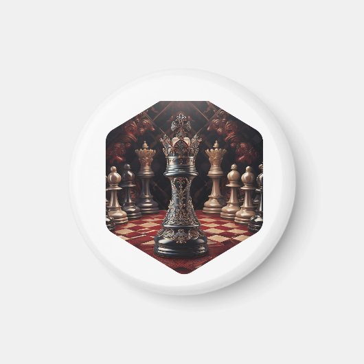 美しいバロック様式のチェスのピース – 女王 マグネット (正面)