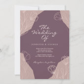 美しいバーガンディとクリームの幾何学的な花柄の結婚式 招待状 (正面)