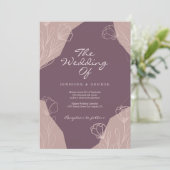 美しいバーガンディとクリームの幾何学的な花柄の結婚式 招待状 (スタンド正面)