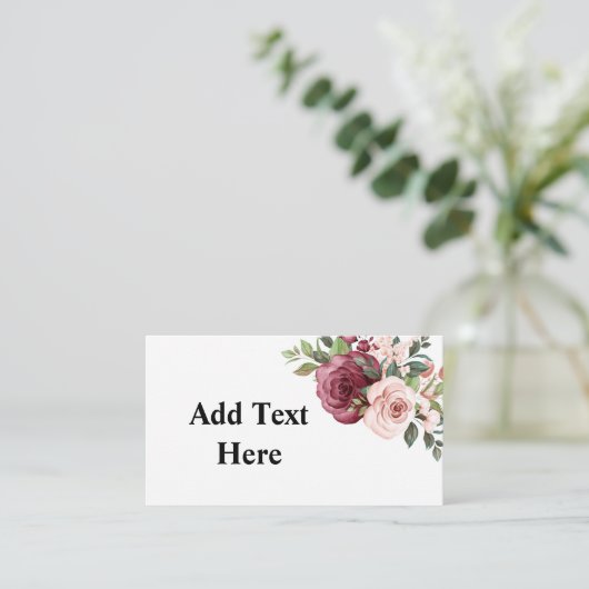 美しいバーガンディとピンクの水彩花 エンクロージャーカード (スタンド正面)