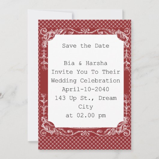 美しいバーガンディのカード 招待状 (正面)