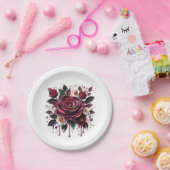 美しいバーガンディローズの花束 ペーパープレート (パーティー)