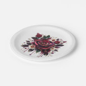 美しいバーガンディローズの花束 ペーパープレート (アングル)