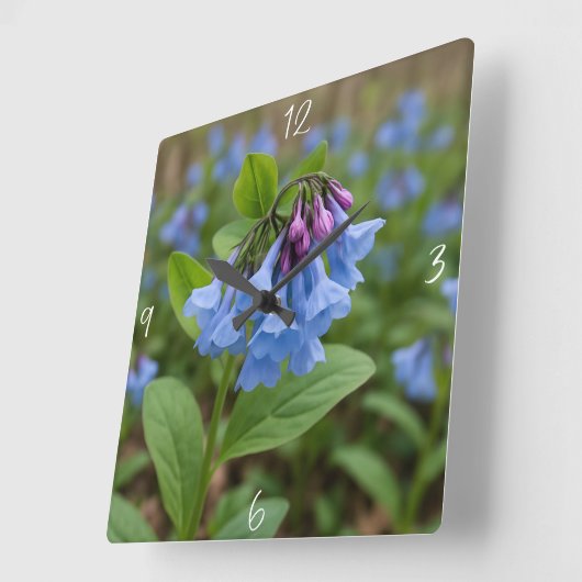 美しいバージニアのブルーベル スクエア壁時計 (傾斜)