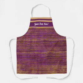 美しいバーントオレンジ色のボルドー ワインレッドのダメージストライプ エプロン