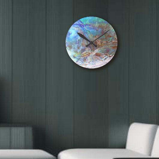 美しいパウアブラックアワロンニュージーランドシェル ラウンド壁時計