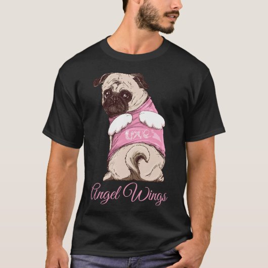 美しいパグ 天使の翼 クラシック 896 Tシャツ (正面)