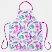 美しいパステルの花と葉 エプロン (正面)