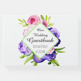 美しいパステルカラーの水彩花 ゲストブック