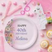 美しいパステルカラーの花の誕生日パーティー ペーパープレート (パーティー)