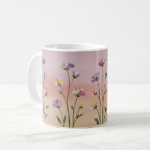 美しいパステルカラーの野の花の植物学コーヒーマグ コーヒーマグカップ (正面左)
