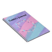 美しいパステルストライプデザインと蝶 ノートブック (右側)