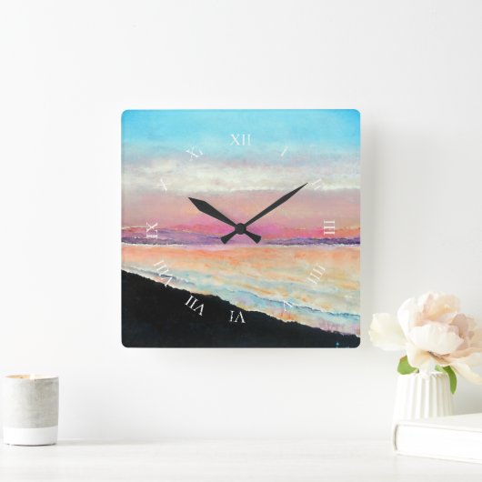 美しいパステルズサンセット絵画ズ スクエア壁時計 (ホーム)