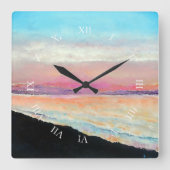 美しいパステルズサンセット絵画ズ スクエア壁時計 (正面)