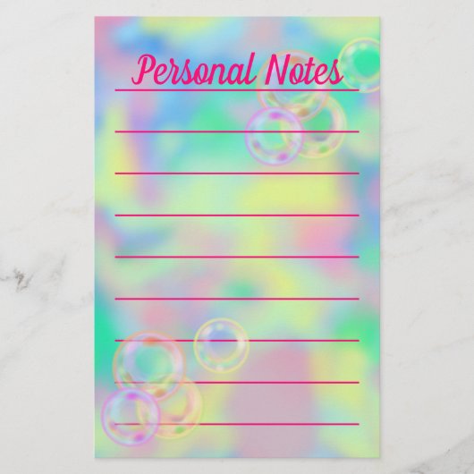美しいパステルバブルレインボーオフィスノート 便箋 (正面)