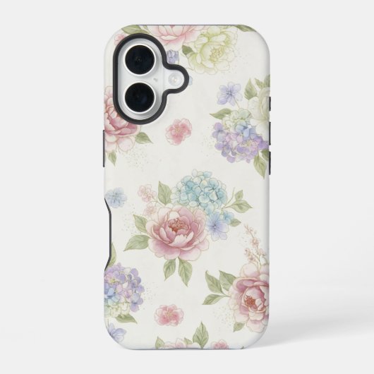 美しいパステルピオニー iPhone 16ケース (裏面)
