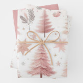 美しいパステルピンククリスマスデザイン ラッピングペーパーシート (インサイチュ)