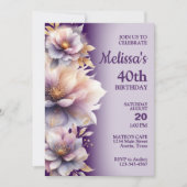 美しいパステルフラワーズバースデーパーティーの招待 招待状 (正面)