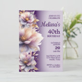 美しいパステルフラワーズバースデーパーティーの招待 招待状 (スタンド正面)