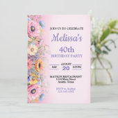 美しいパステルフラワーズバースデーパーティーの招待 招待状 (スタンド正面)