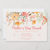 美しいパステルフローラスクリプトマザーズデイブランチ 招待状 (正面)