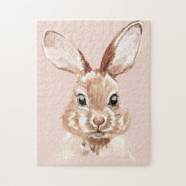 美しいパステルモダンピンクウォーターカラーバニーラブリー ジグソーパズル