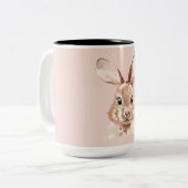 美しいパステルモダンピンクウォーターカラーバニーラブリー ツートーンマグカップ (正面左)