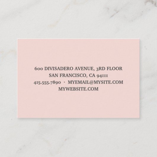 美しいパステルモダンピンクウォーターカラーバニーラブリー 名刺 (裏面)
