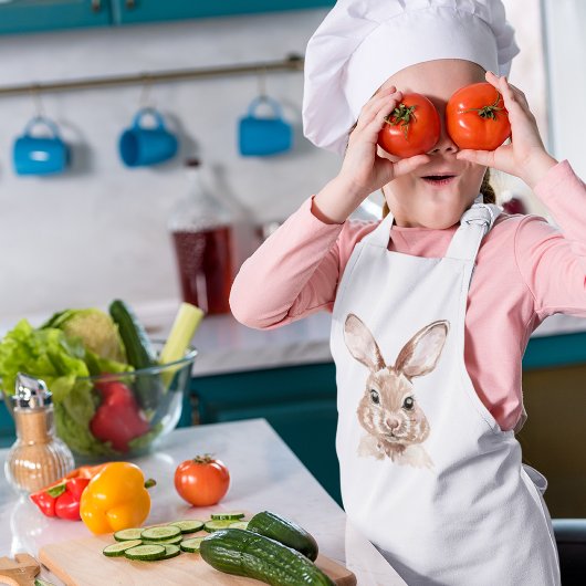 美しいパステルモダンピンクウォーターカラーバニーラブリー 子供用エプロン