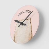美しいパステルモダンピンクベア（名前付き） ラウンド壁時計 (傾斜)
