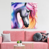 美しいパステルユニコーンホーストリプティチ キャンバスプリント (インサイチュ (リビング))
