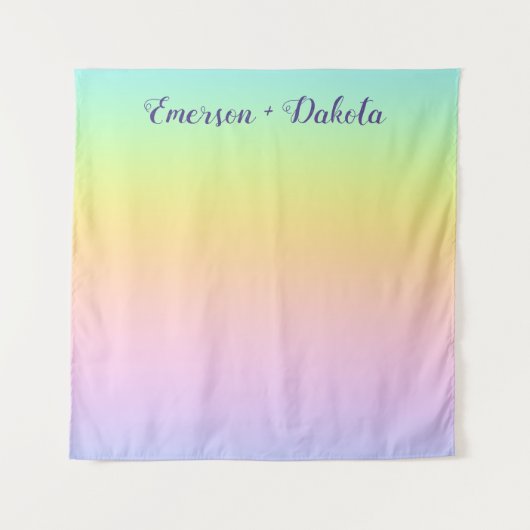 美しいパステルレインボーウェディングフォトバックドロップ タペストリー (正面)