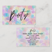 *~*美しいパステルレインボーウォーターカラーグリッター 名刺 (正面/裏面)