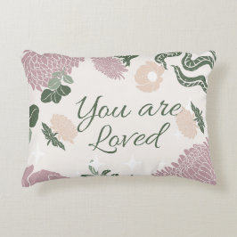 美しいパステル愛されているピンクのフローラスクリプト アクセントクッション