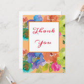 美しいパステル水彩花ありがとう カード (正面/裏面インサイチュ)