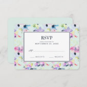 美しいパステル調の花の水彩画- RSVPを結婚すること 出欠カード (正面/裏面)
