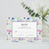 美しいパステル調の花の水彩画- RSVPを結婚すること 出欠カード (スタンド正面)