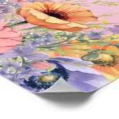 美しいパステル フラワーズ バースデー パーティー ポスター (角)