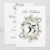 美しいパステル フラワー 35周年記念 招待状 (正面/裏面)