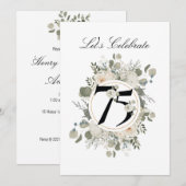 美しいパステル フラワー 75周年記念 招待状 (正面/裏面)