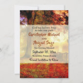 美しいパス秋の木々秋結婚ズ セーブザデート (裏面)