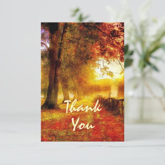 美しいパス秋の木カラフル々秋の結婚式 サンキューカード (スタンド正面)